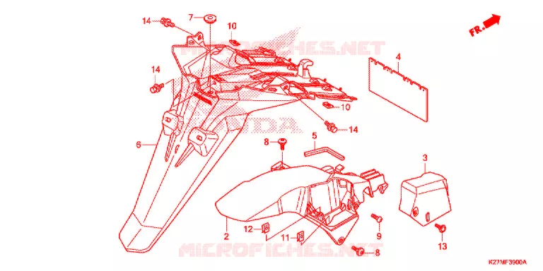 ACHTERSPATBORD / KENTEKEN VERLICHTING Honda SCOOTER 125 AIR-BLADE 2014  ACA125CBFE