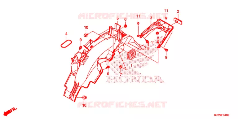 ACHTER STROOMLIJNKAP Honda MOTO 125 WAVE 2018  AFS125MCSH