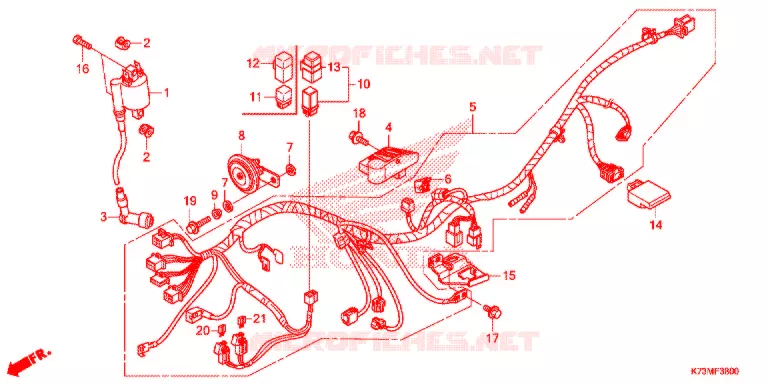 BEDRADINGSBUNDEL/ACCU Honda MOTO 125 WAVE 2017  AFS125MCSH