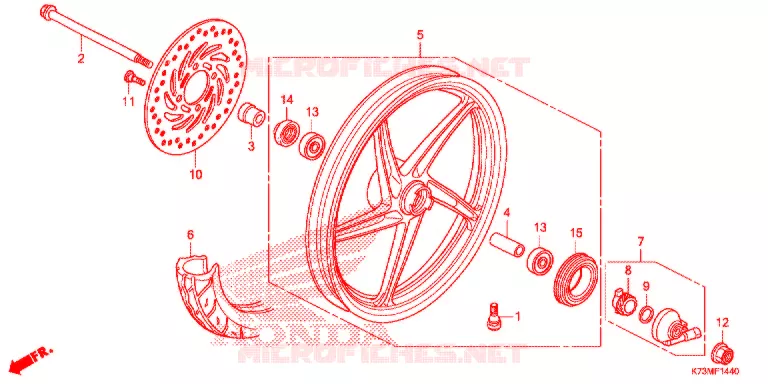VOOR WIEL Honda MOTO 125 WAVE 2017  AFS125MCSH