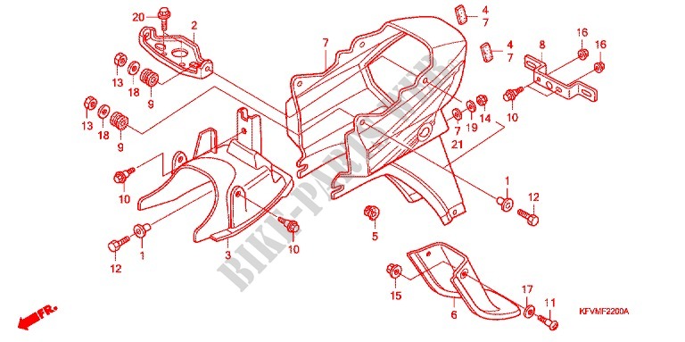 ACHTER STROOMLIJNKAP voor Honda EX5 DREAM 100, Kick start 2011