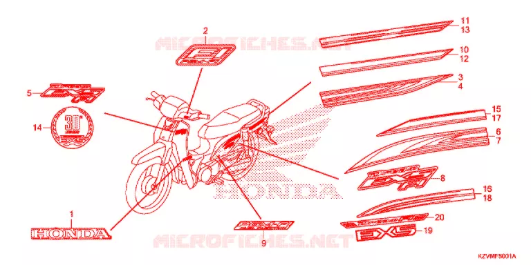 EMBLEEM/STREEP (NBC110KDF/MDF/MCD) Honda MOTO 110 EX5 2017  NBC110KDFF