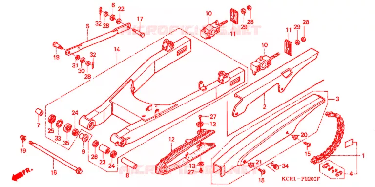 ZWAAI-ARM/KETTINGKAST Honda MOTO 250 MAGNA 1994  VT250CR_II