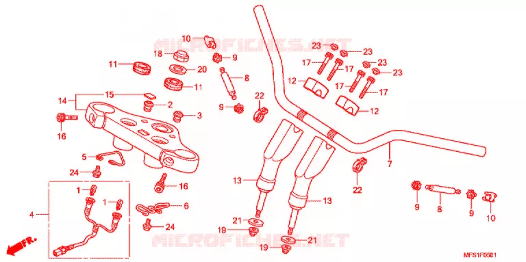 HENDEL PIJP/BOVENSTE BRUG/ STURING STANG (VT400C2/C2F) Honda MOTO 400 SHADOW 2012  VT400C29