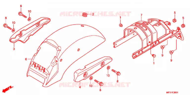 ACHTERSPATBORD  (VT400C2/C2F) Honda MOTO 400 SHADOW 2011  VT400C2F9