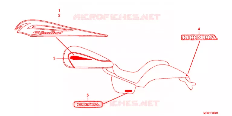 EMBLEEM/STREEP (VT400C2/C2F) Honda MOTO 400 SHADOW 2009  VT400C2F9