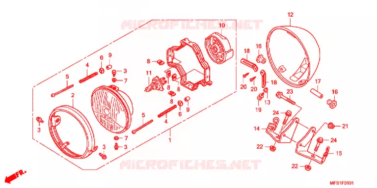 KOPLAMP (VT400C2/C2F) Honda MOTO 400 SHADOW 2011  VT400C2F9