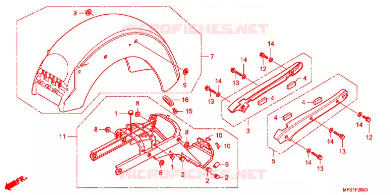 ACHTERSPATBORD  (VT400C/CA) Honda MOTO 400 SHADOW 2012  VT400C9