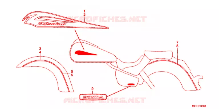 EMBLEEM/STREEP (VT400C/CA) Honda MOTO 400 SHADOW 2010  VT400C9