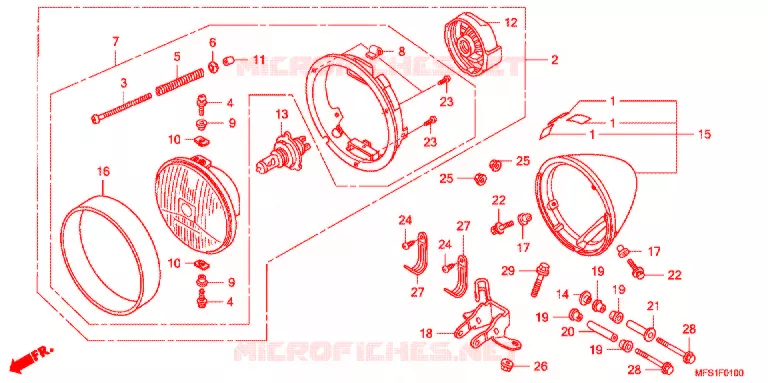 KOPLAMP (VT400C/CA) Honda MOTO 400 SHADOW 2012  VT400CA9
