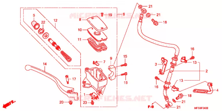 VOOR REM HOOFD CILINDER Honda MOTO 400 SHADOW 2009  VT400CA9