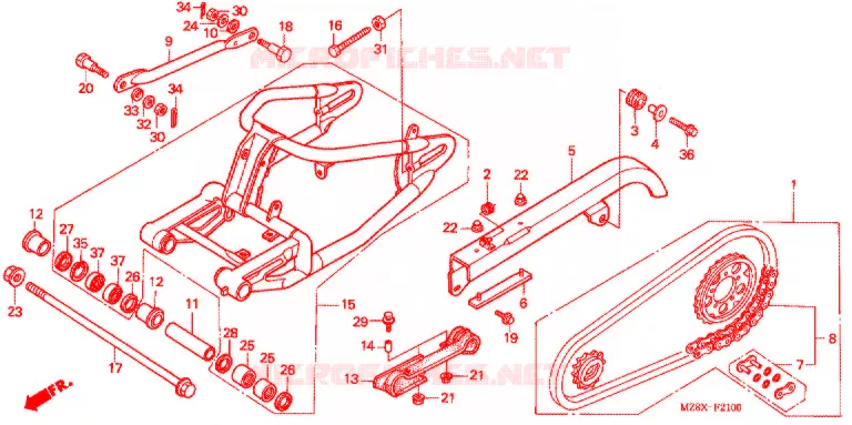 ZWAAI-ARM/KETTINGKAST Honda MOTO 600 SHADOW 2001  VT600C1