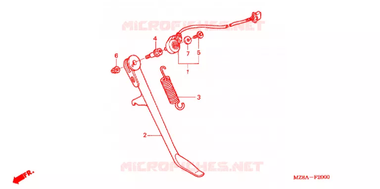 HOOFD STANDAARD/REMPEDAAL Honda MOTO 600 SHADOW 2004  VT600C4