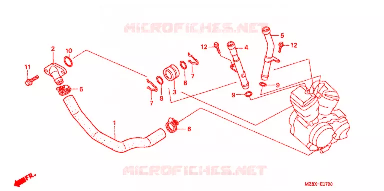 WATER PIJP Honda MOTO 600 SHADOW 2001  VT600CD1