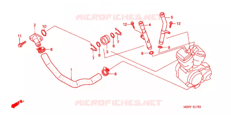 WATER PIJP Honda MOTO 600 SHADOW 2001  VT600CD1