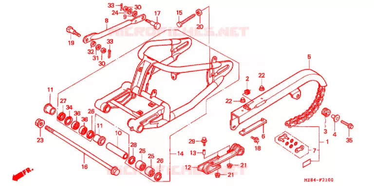 ZWAAI-ARM/KETTINGKAST Honda MOTO 600 SHADOW 1996  VT600CDT