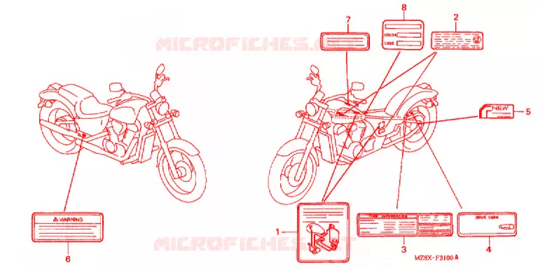 WAARSCHUWINGSLABEL(1) Honda MOTO 600 SHADOW 2000  VT600CY