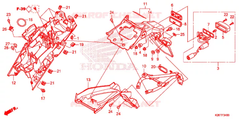 ACHTER STROOMLIJNKAP Honda MOTO 125 GROM 2016  MSX125G