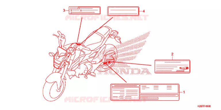 WAARSCHUWINGSLABEL(1) Honda MOTO 125 GROM 2017  MSX125G