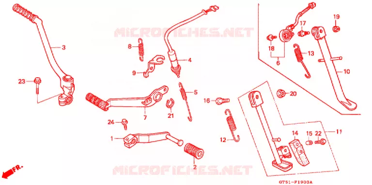 HOOFD STANDAARD/REMPEDAAL (1) Honda MOTO 80 NSR 1994  NSR80R