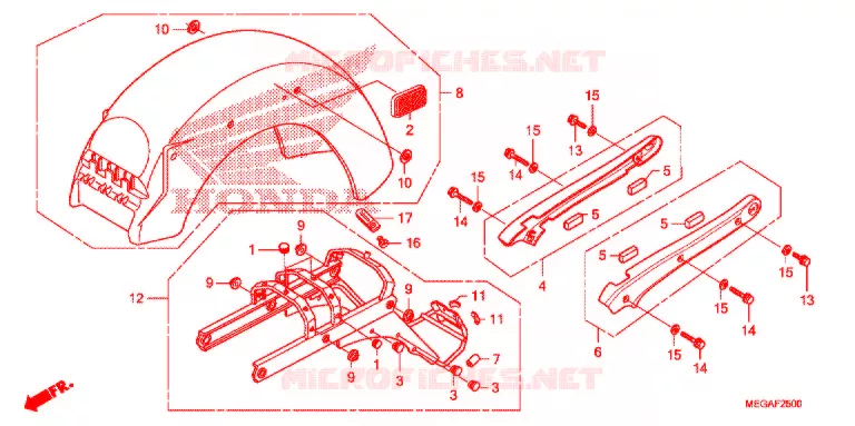 ACHTER STROOMLIJNKAP/VASTHOUDRAIL Honda MOTO 750 SHADOW 2010  VT750CSA