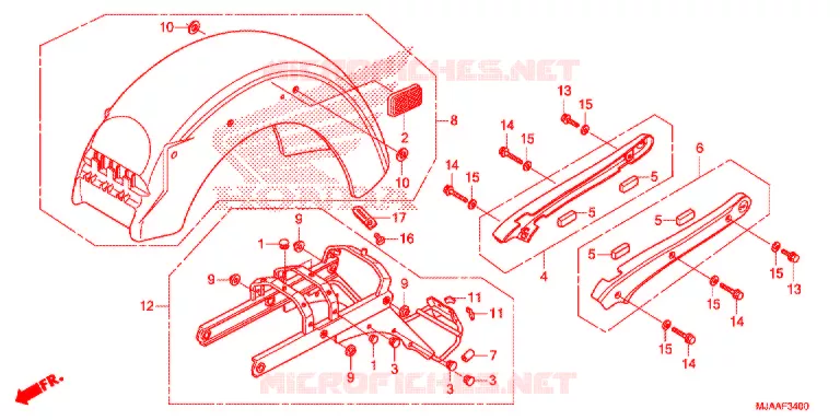 ACHTERSPATBORD  (VT750C/CA/CS) Honda MOTO 750 SHADOW 2013  VT750CSD