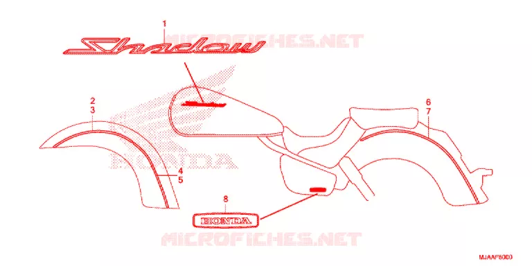 EMBLEEM/STREEP (VT750C/CA/CS) Honda MOTO 750 SHADOW 2013  VT750CSD