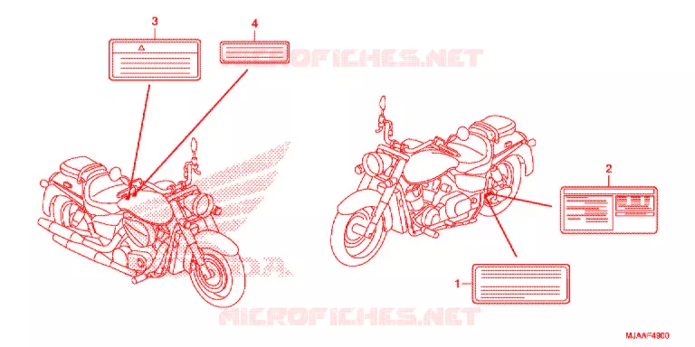WAARSCHUWINGSLABEL (VT750C/CA/C2/C2B/C2F/CS/C2S) Honda MOTO 750 SHADOW 2013  VT750CSD