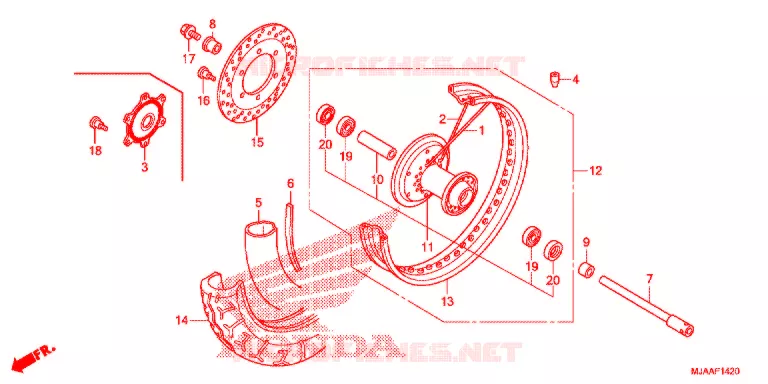 VOORWIEL (VT750C/CA/C2/C2B/C2F/CS/C2S) Honda MOTO 750 SHADOW 2013  VT750CSD