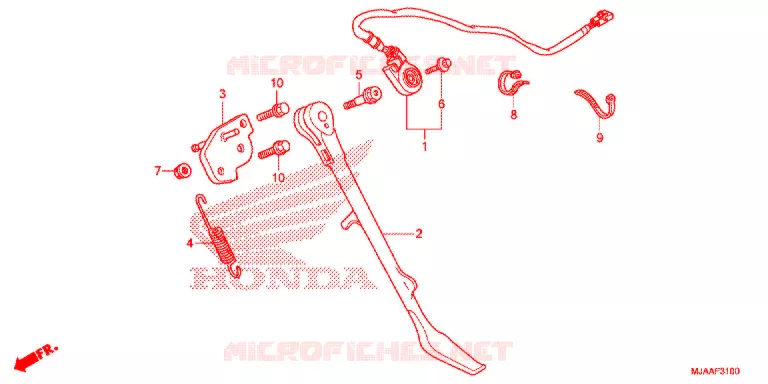 ZIJSTANDAARD (VT750C/CA/C2/C2B/C2F/CS/C2S) Honda MOTO 750 SHADOW 2013  VT750CSD