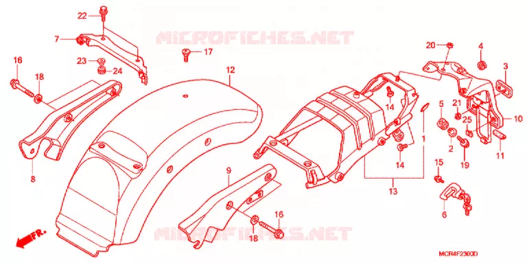 ACHTER STROOMLIJNKAP Honda MOTO 750 SHADOW 2003  VT750DCA3