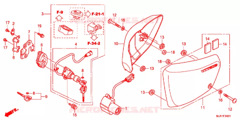 ZIJ-AFDEKKING (VT750S) Honda MOTO 750 VT 2013  VT750SC