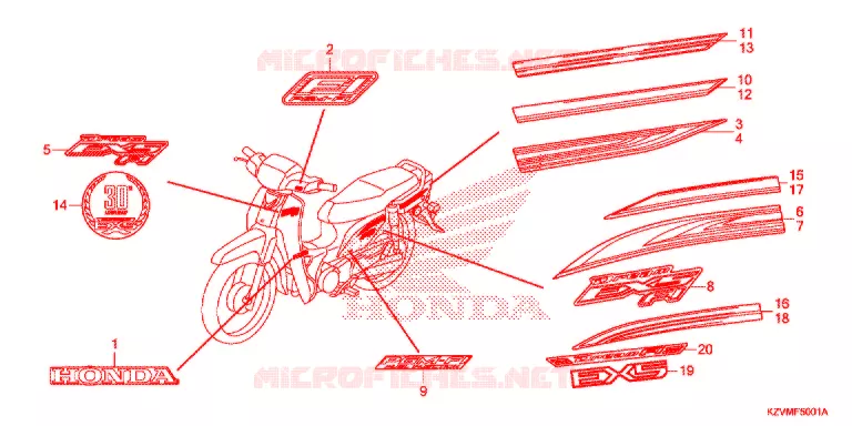 EMBLEEM/STREEP (NBC110KDF/MDF/MCD) Honda MOTO 110 EX5 2018  NBC110MCDH