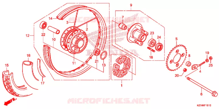 ACHTER WIEL (RAYON) Honda MOTO 110 EX5 2017  NBC110MDFH