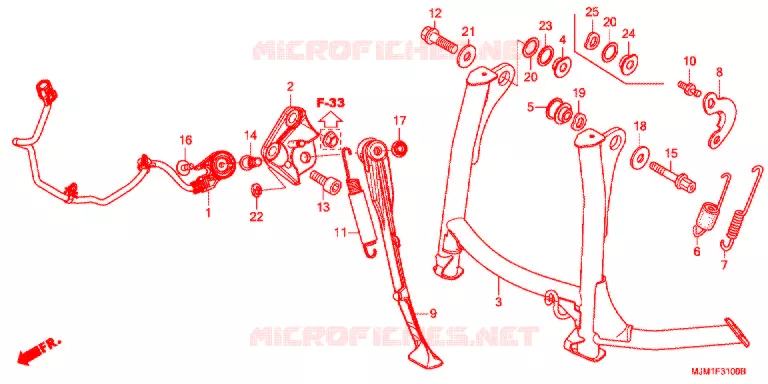 HOOFD STANDAARD/REMPEDAAL Honda MOTO 800 VFR 2018  VFR800FH_J
