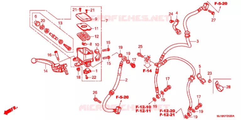VOOR REM HOOFD CILINDER Honda MOTO 800 CROSSRUNNER 2017  VFR800XH_J