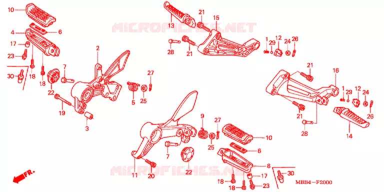 OPSTAP/PEDAAL Honda MOTO 1000 VTR 2002  VTR1000F2