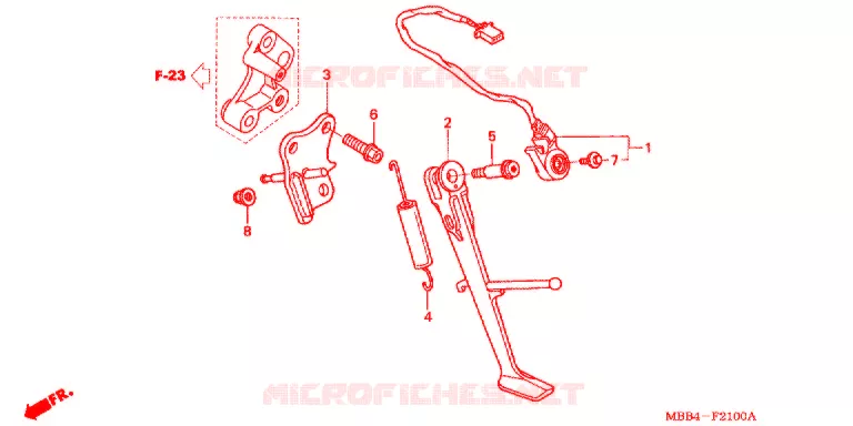 HOOFD STANDAARD/REMPEDAAL Honda MOTO 1000 VTR 2004  VTR1000F4_A