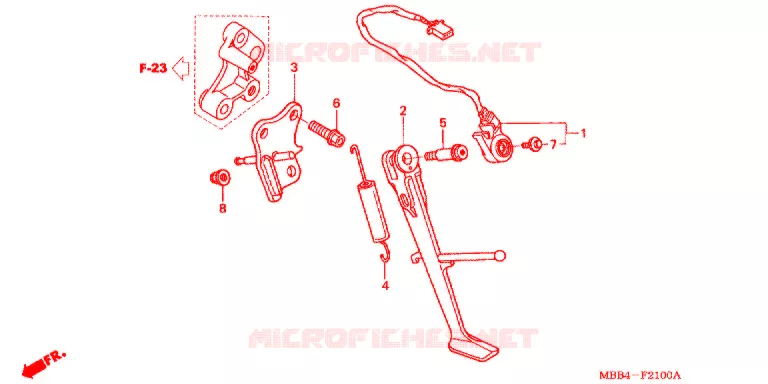 HOOFD STANDAARD/REMPEDAAL Honda MOTO 1000 VTR 2000  VTR1000FY_A