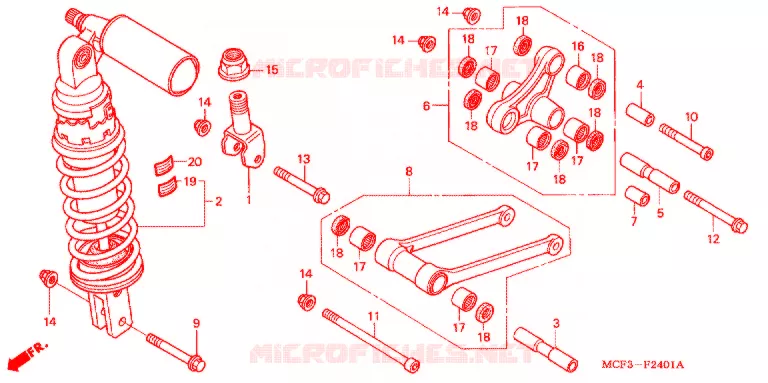 ACHTER SCHOKBREKER ('02-'05) Honda MOTO 1000 SP 2005  VTR1000SP5