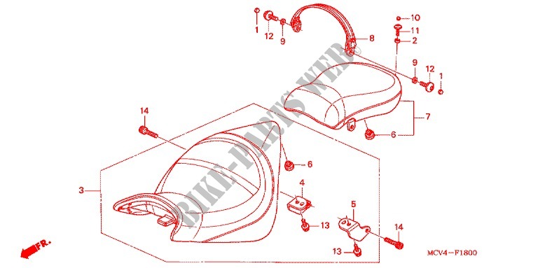 ENKELE ZITTING(2) voor Honda VTX 1800 RETRO CAST 2002
