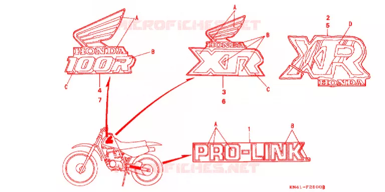 EMBLEEM/STREEP (1) Honda MOTO 100 XR 1990  XR100RL