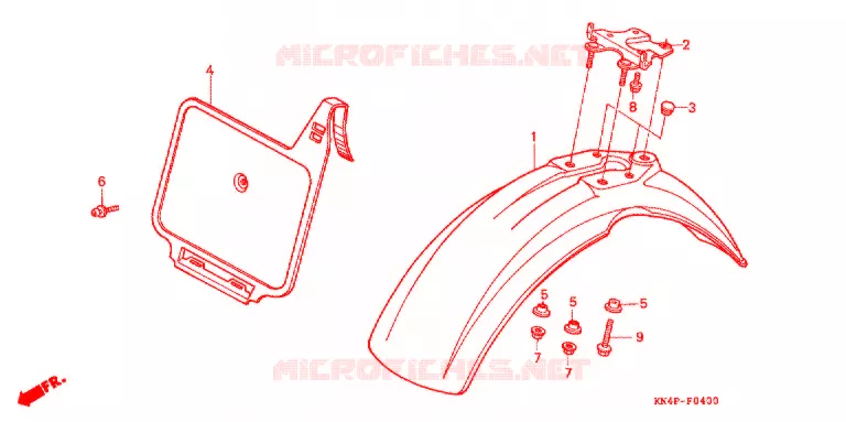 VOORSPATBORD Honda MOTO 100 XR 1994  XR100RR