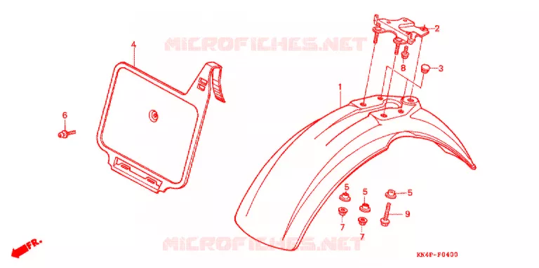 VOORSPATBORD Honda MOTO 100 XR 1995  XR100RS
