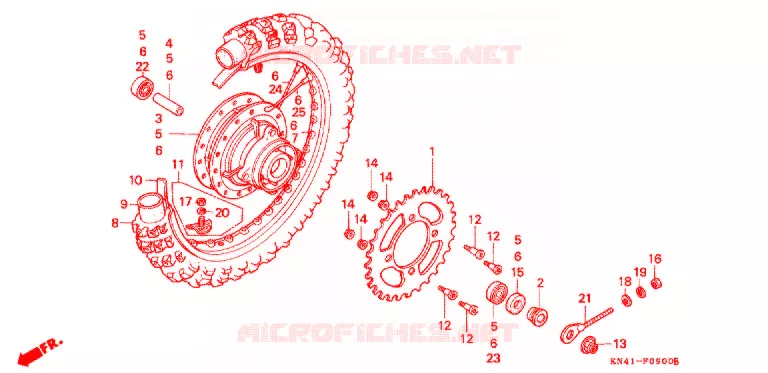 ACHTER WIEL Honda MOTO 100 XR 1995  XR100RS