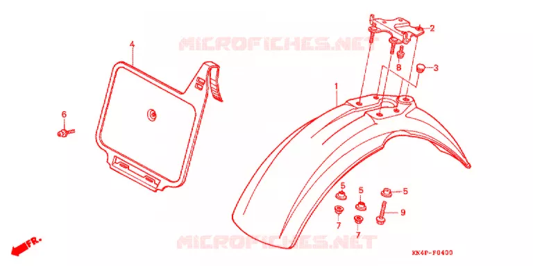 VOORSPATBORD Honda MOTO 100 XR 1996  XR100RT