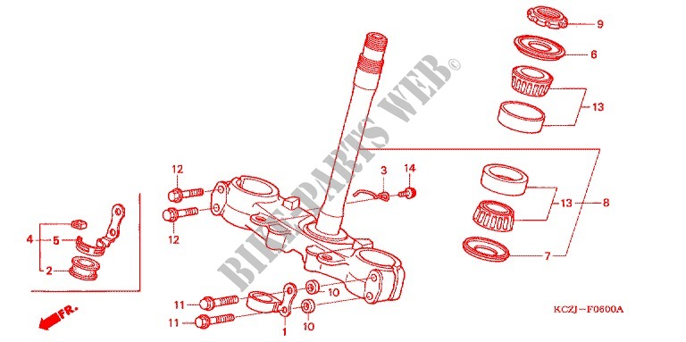 STURING STANG/BOVENSTE BRUG (XR250Y/XR2503Y/3) voor Honda XR 250 BAJA 2003