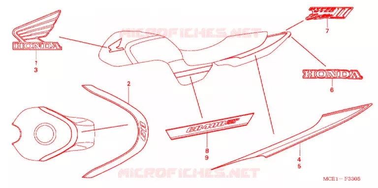 EMBLEEM/STREEP (SF3-6J/YF) Honda MOTO 400 CB 2001  CB400SF3