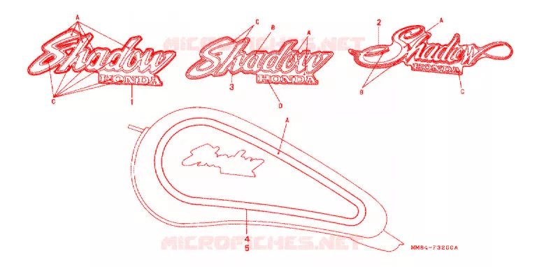 EMBLEEM/STREEP ('87-'90) Honda MOTO 1100 SHADOW 1990  VT1100CL