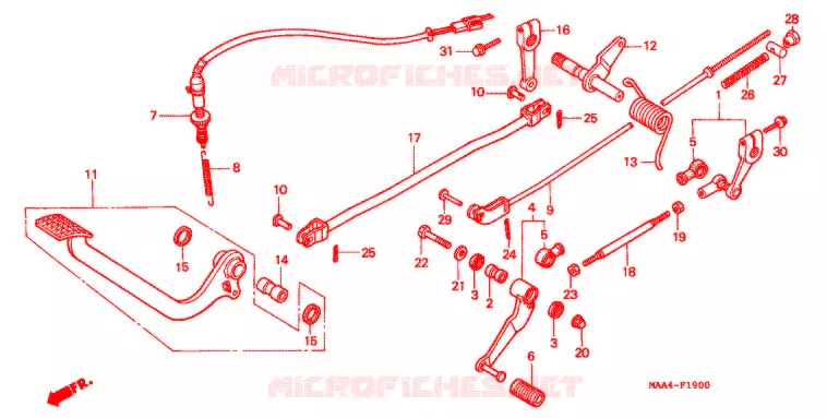 HOOFD STANDAARD/REMPEDAAL Honda MOTO 1100 SHADOW 2000  VT1100CY